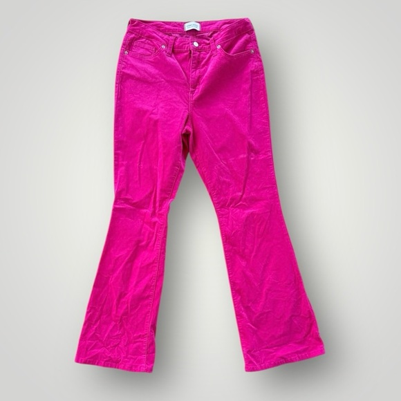 crown & ivy Pants - Crown Ivy Corduroy Pants Size 10 High Rise Flare Pink